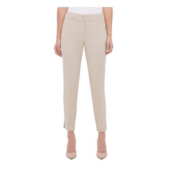 CALVIN KLEIN Mid-Rise Skinny Fit Ankle Pants in Latte - NWT - Size 4 - Picture 1 of 3